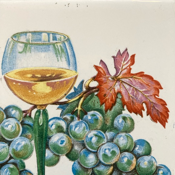 Vintage Enesco Wine and Grapes Tile Trivet - Picture 4 of 8